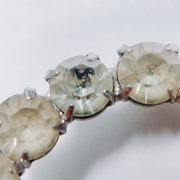 VTG Mid Century Brooch Lot of 3 Silver Tone Rhinestone Circle Heart Botanical - Picture 8 of 13